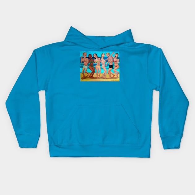 Party on the beach 5 Kids Hoodie by diegomanuel